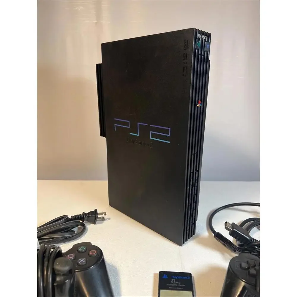 Sony PlayStation2 SCPH-30000 Console 2 Controller, Wires, Memory Card, Multi Tap